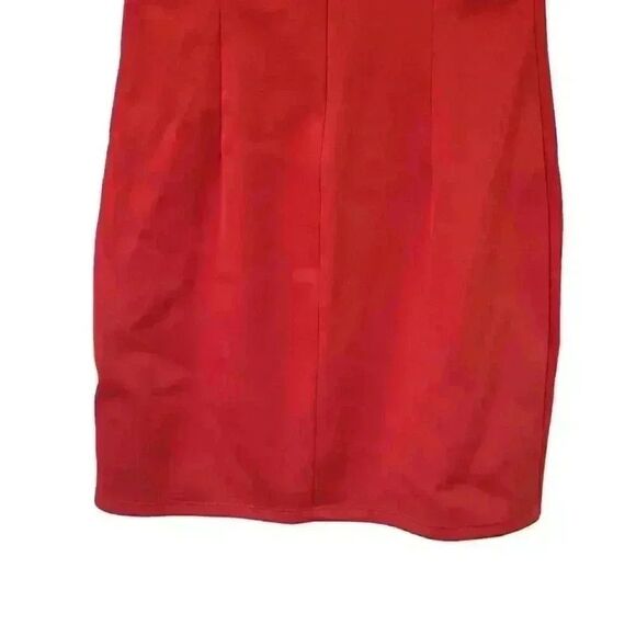 H&M Nikki Minaj Red Poly Scuba Fitted Mock Neck Long Sleeve Dress NEW - Picture 13 of 16